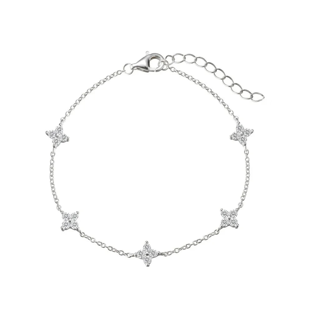 New Stainless Steel Zircon Necklaces for Women 18K Gold Plated Four Leaf Grass Collar Chain Necklace Luxury Jewelry Gift